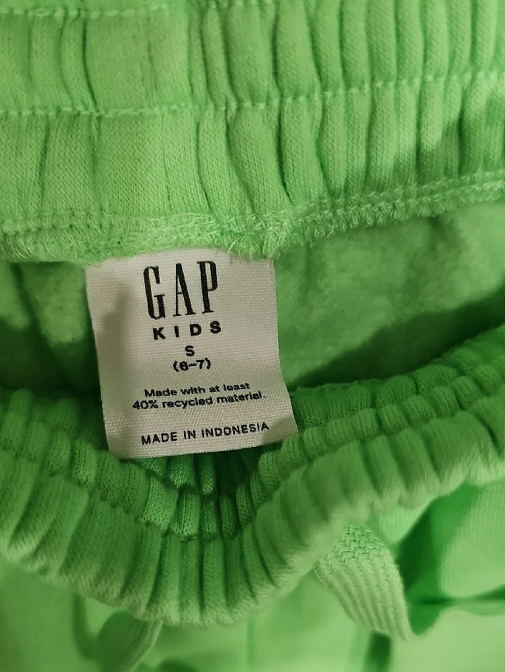 GAP Lime Green Wide-Leg Sweatpants with Pink Logo